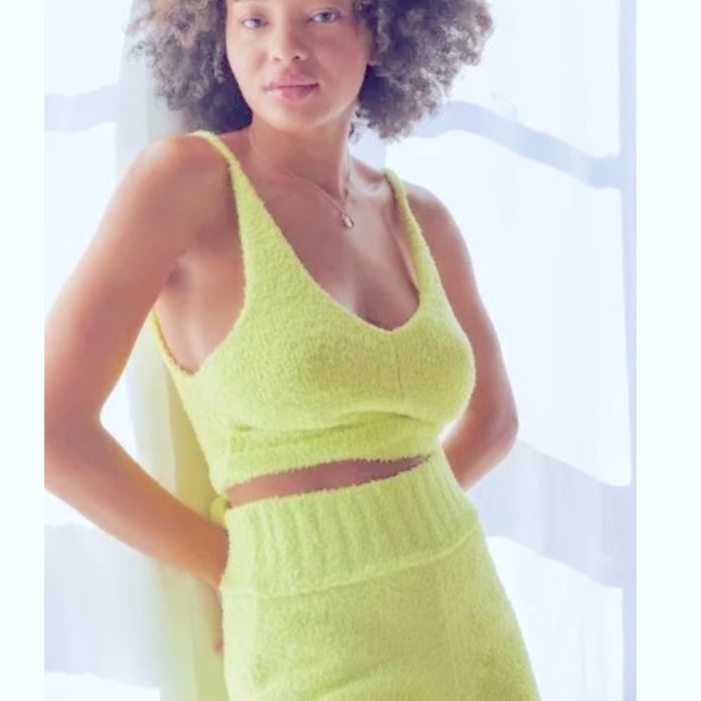 Urban Outfitters Out From Under Lime Green Nico Wrap Sweater Crop Tank Top